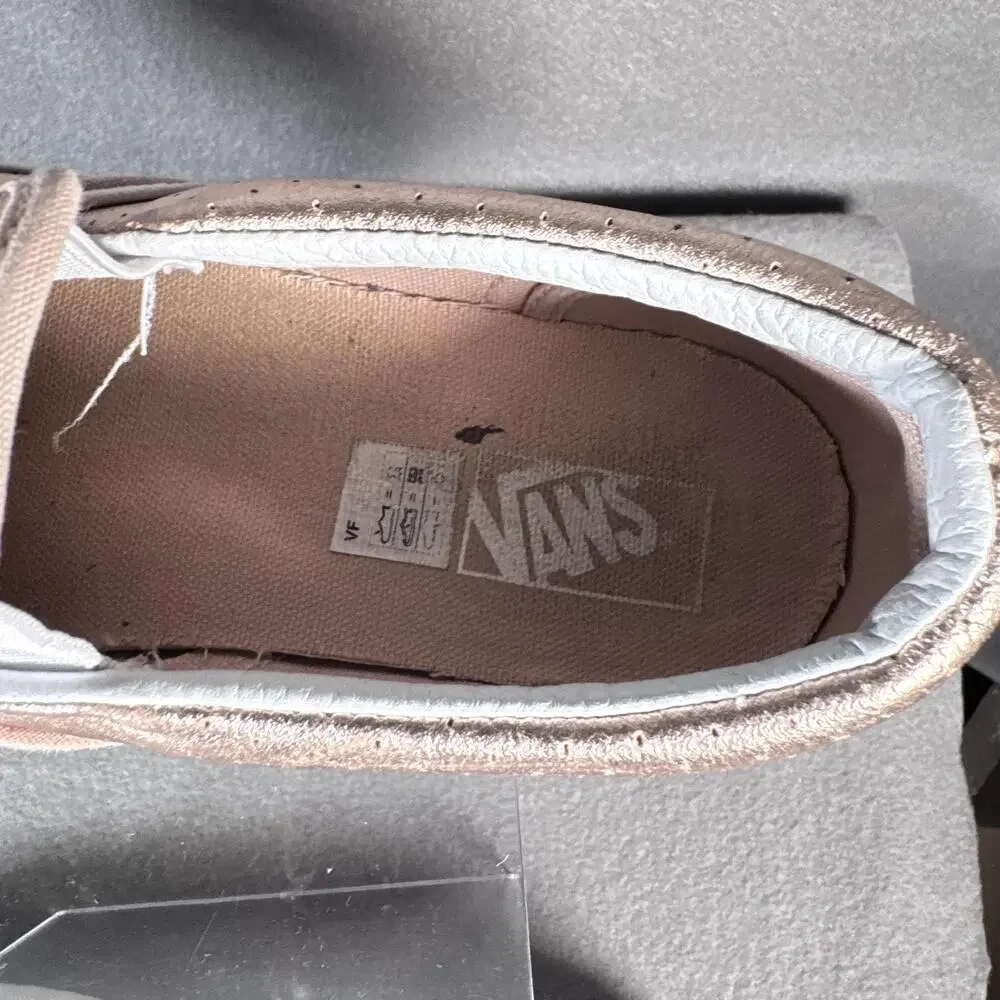 Vans Slip-On Shoes Womens Size 5.0 Metallic‎ Leather Low Top Skate EUR 36.5